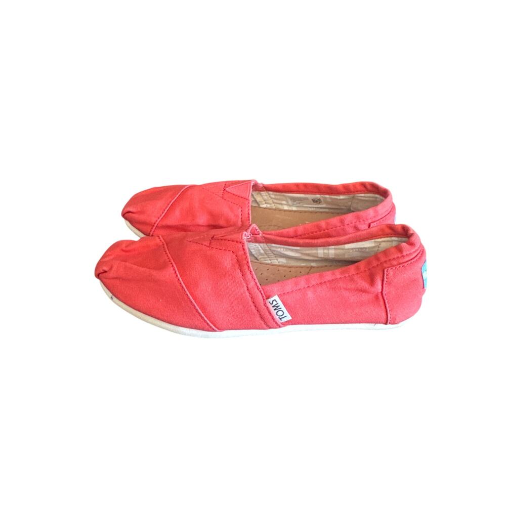 TOMS Alpargata Red Canvas Slip On Flats Espadrilles Womens Size 6.5 Casual Shoes